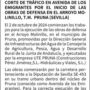CORTE DE TRÁFICO EN AVENIDA DE LOS EMIGRANTES EL PRÓXIMO 2 DE OCTUBRE